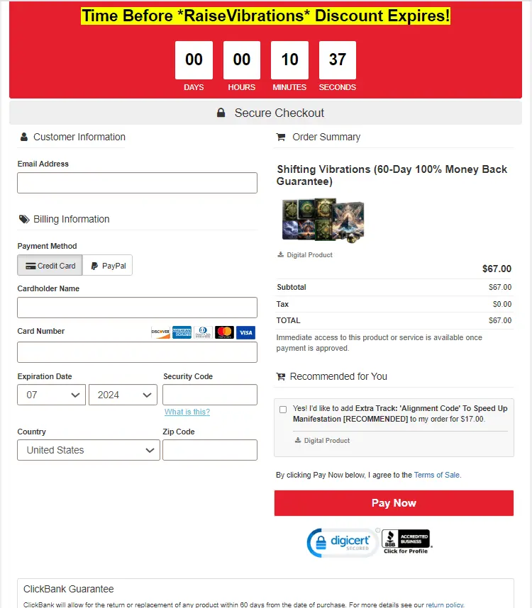 Shifting Vibrations™ Checkout Page
